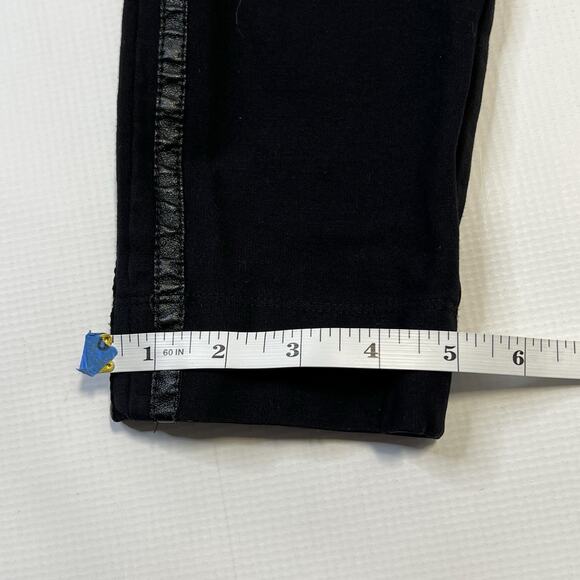 St John Pants Womens Small Black Skinny Leg Pull On Dress Career Leather Trim - Picture 3 of 11